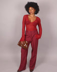 Maglia in pizzo bordeaux