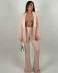 Giacca Chiara con piume rosa