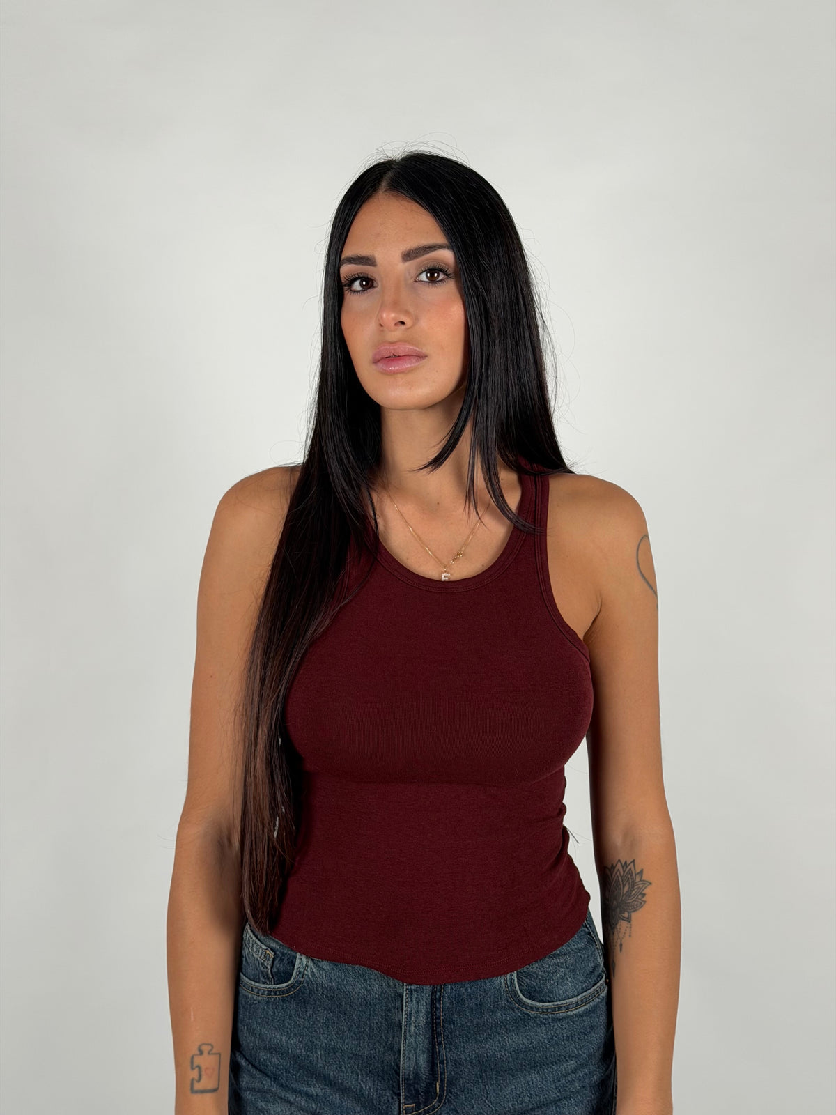Canotta crop basic bordeaux