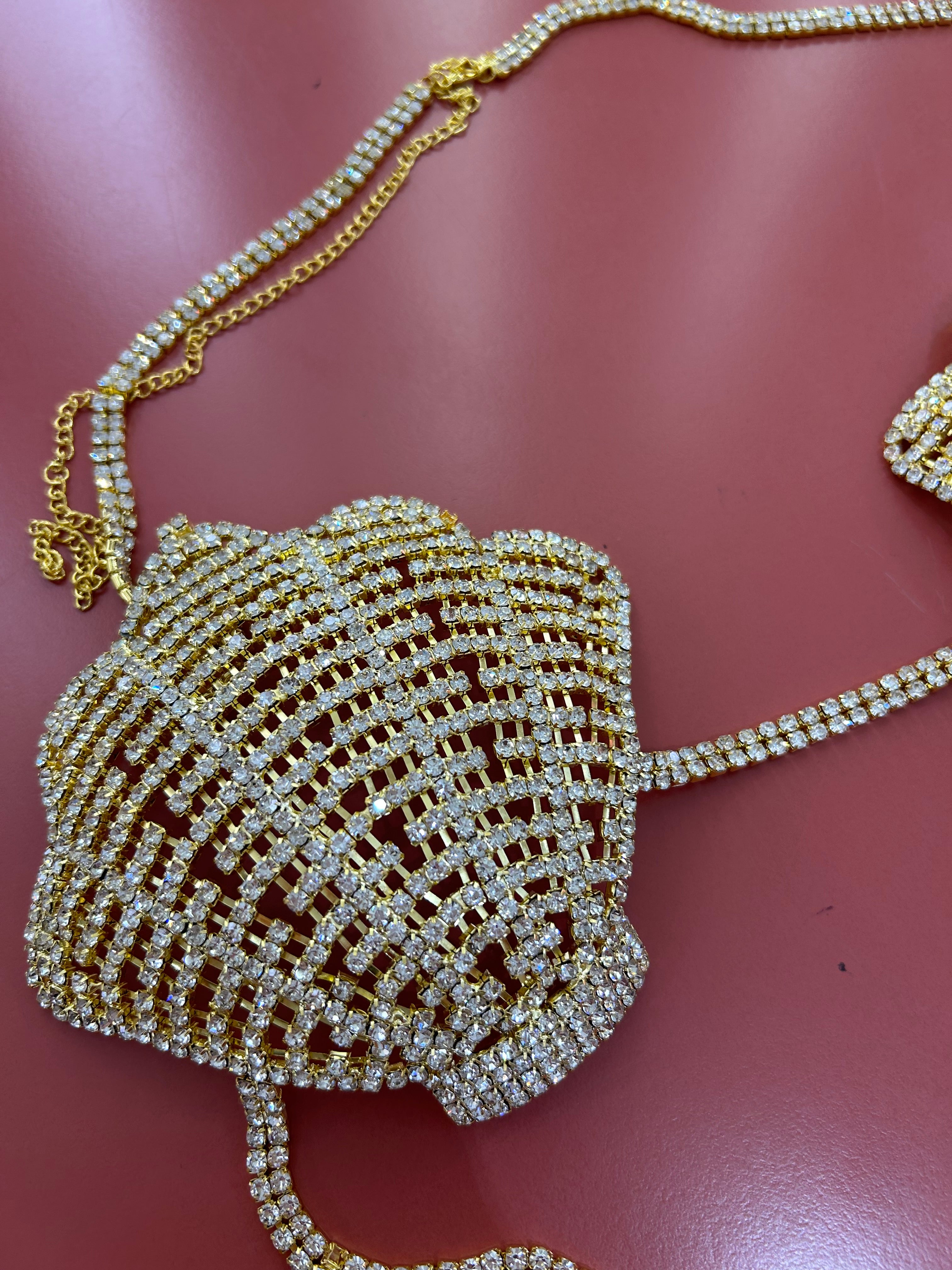 Top conchiglia strass oro