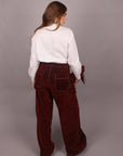 Pantalone in velluto bordeaux