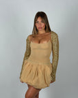 Mini dress balloon con copri spalle oro