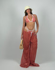 Set 3 pezzi costume e pantalone quadri red