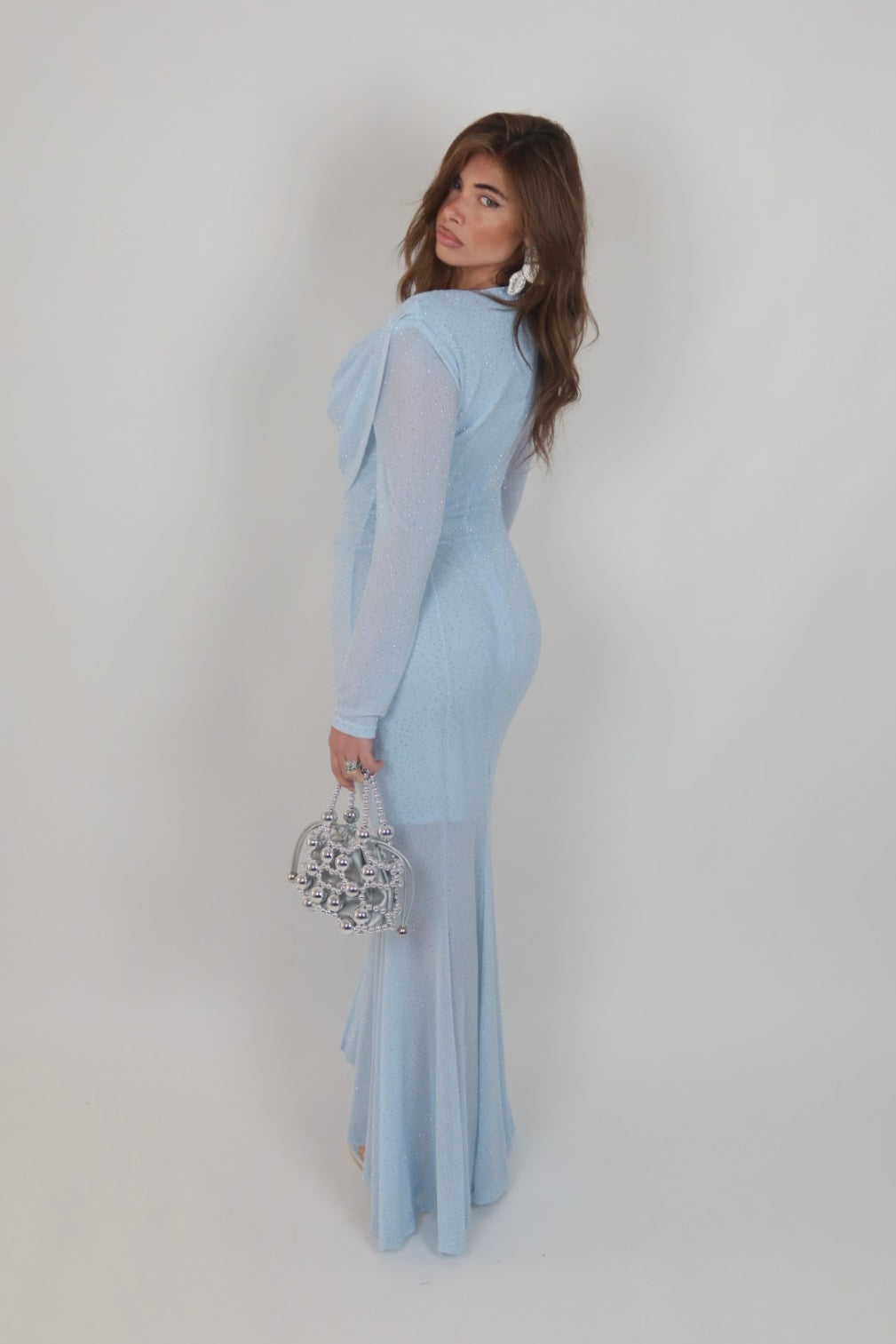 Dress Allyson polvere con scollo drappeggiato