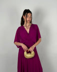 Dress in chiffon curvy magenta
