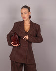 Tailleur doppiopetto gessato Brown avvitato