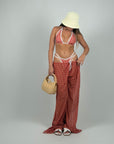 Set 3 pezzi costume e pantalone quadri red