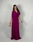 Dress in chiffon curvy magenta