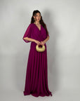 Dress in chiffon curvy magenta