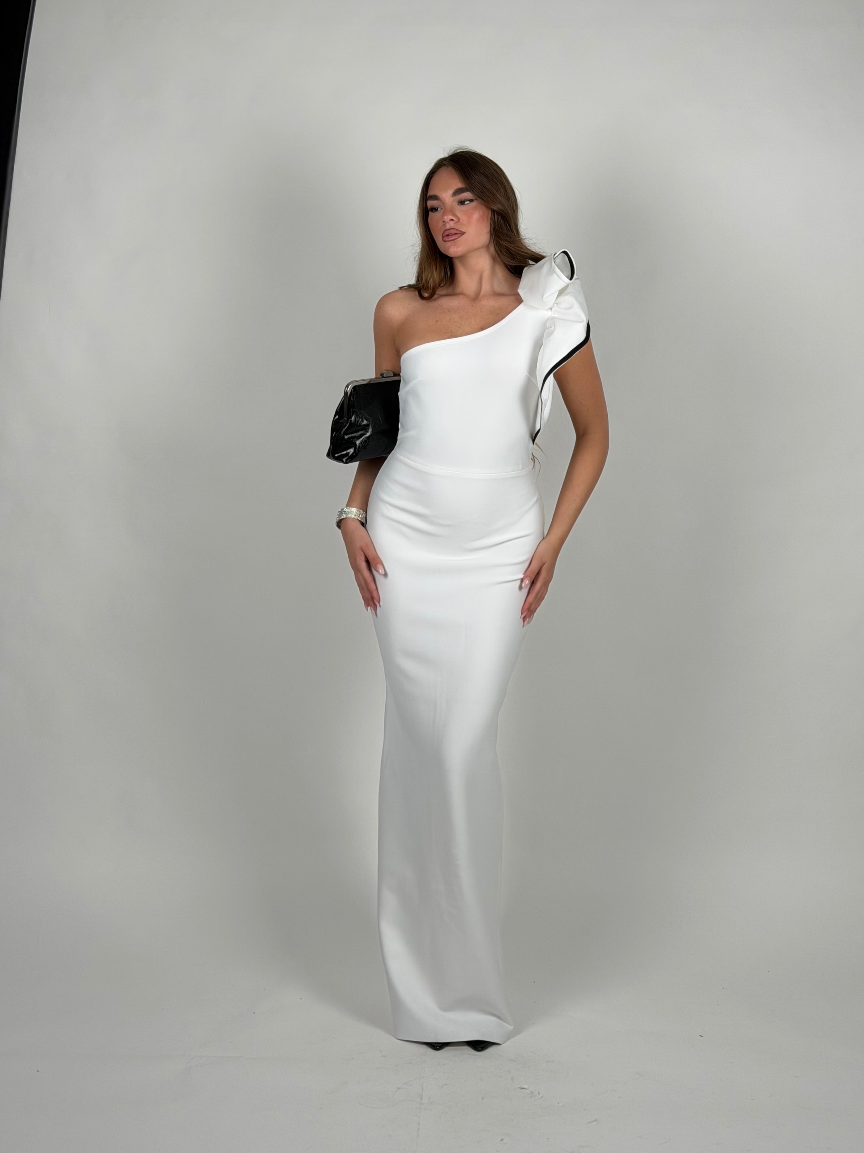 Dress bandage monospalla con rouches