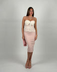 Bustier in macramè panna