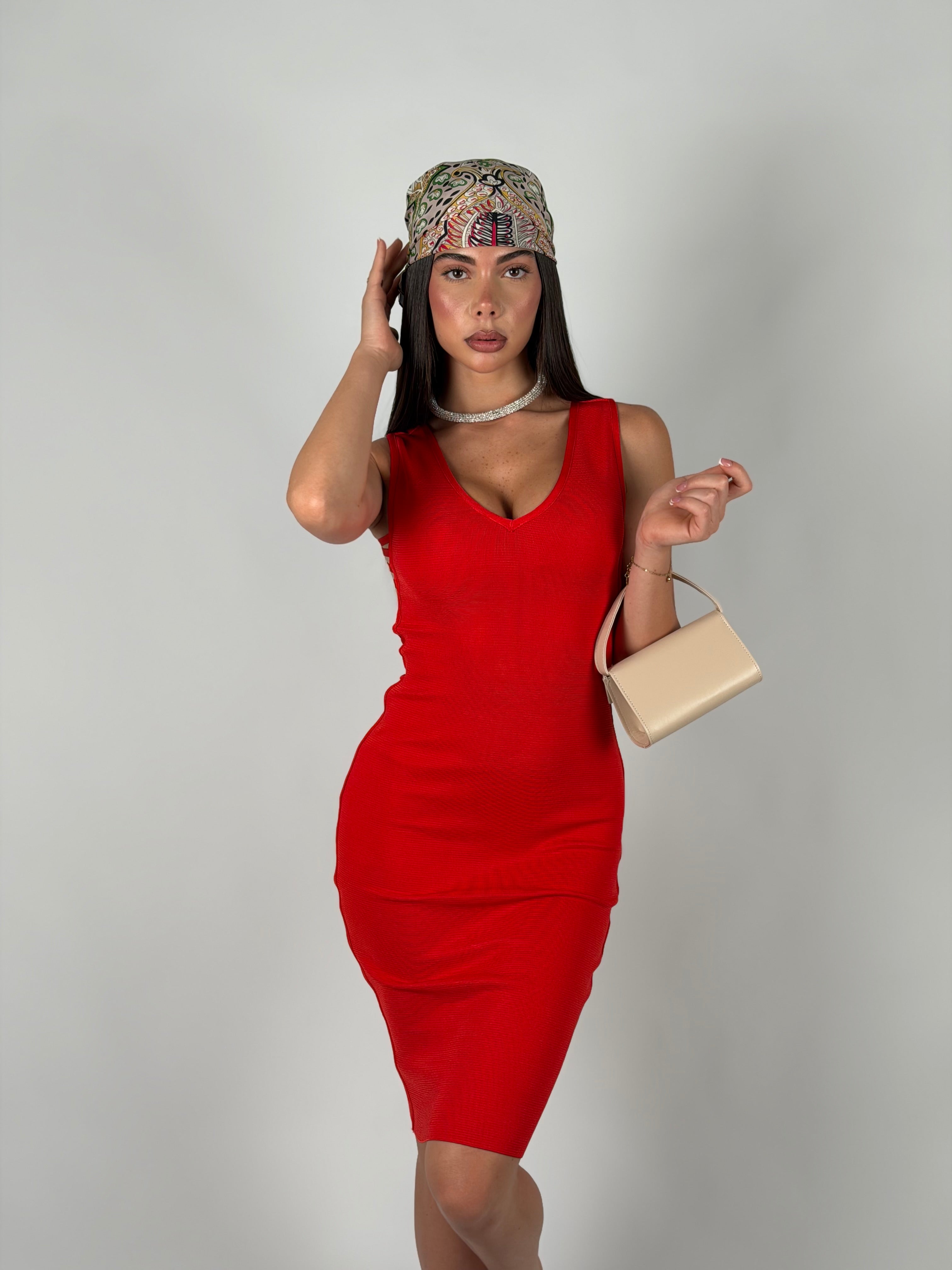 Bandage scollo V rosso corallo