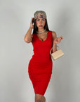 Bandage scollo V rosso corallo