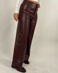 Pantalone in pelle bordeaux