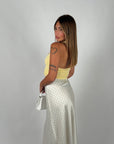 Top basic scollo America giallo