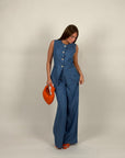 Pantalone palazzo Karina effetto jeans