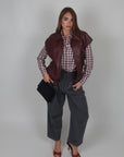 Gilet in pelle bordeaux