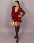 Mini dress drapping bordeaux