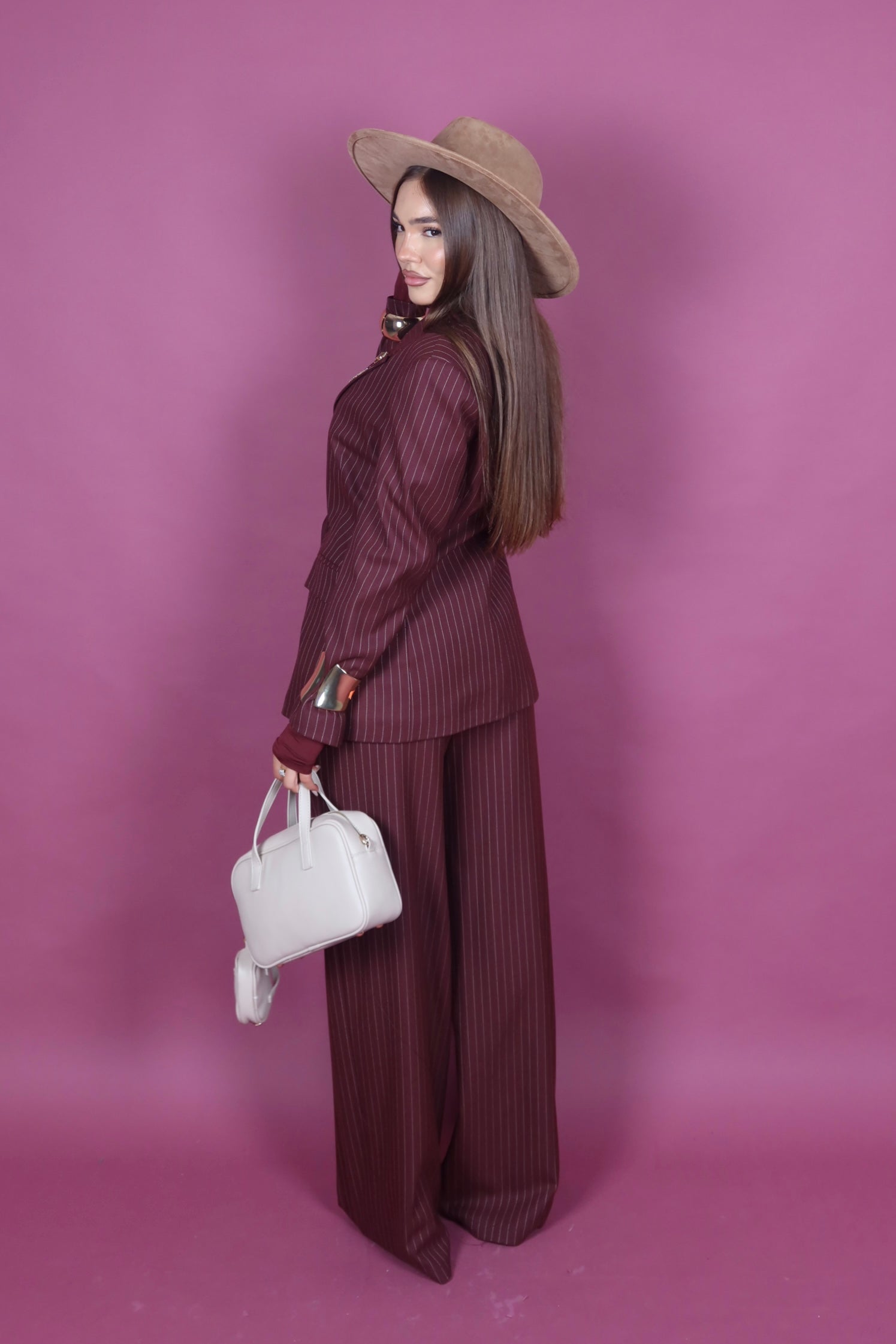 Giacca Alice bordeaux gessato