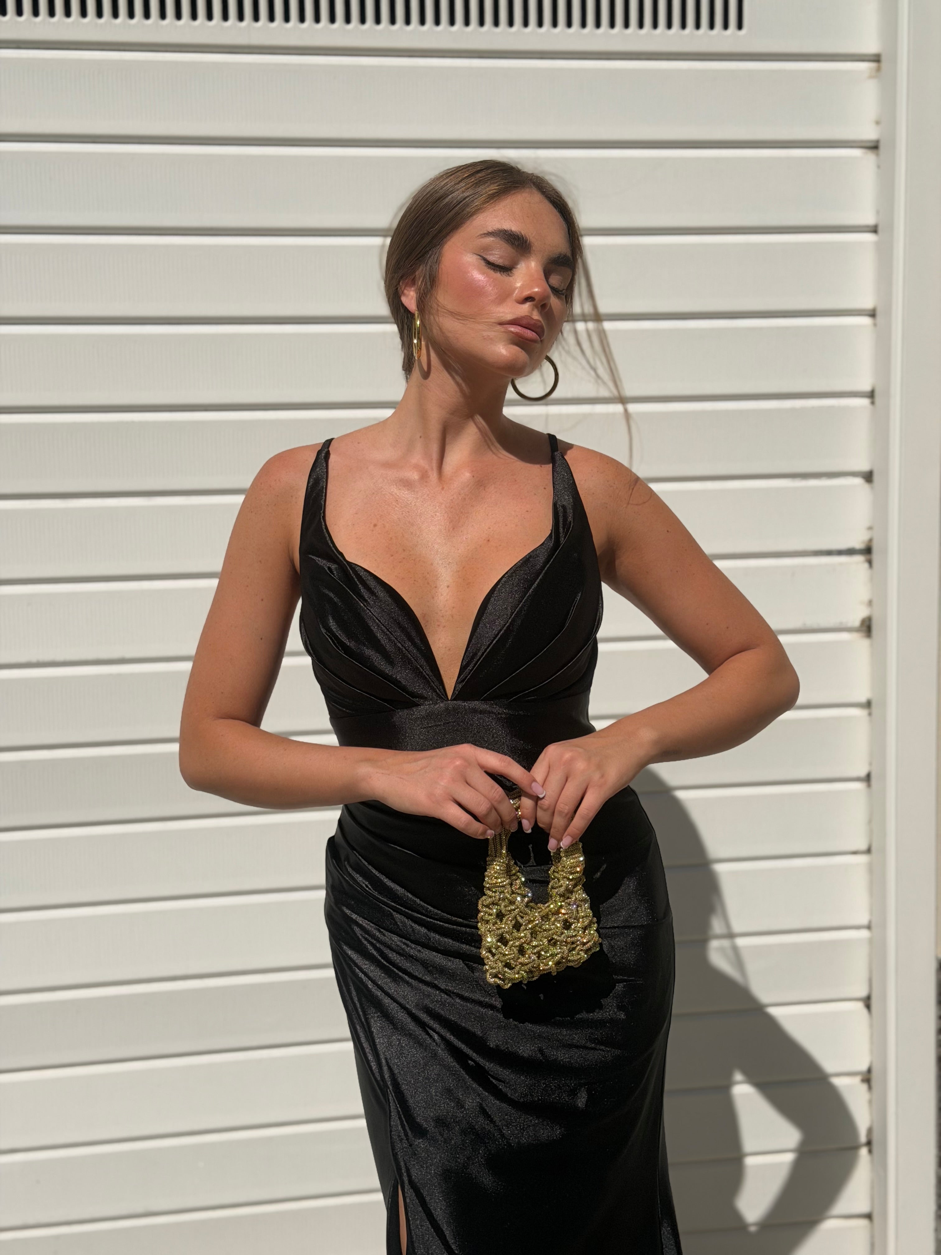 Dress elegant in raso nero