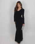Dress Allyson nero con scollo drappeggiato