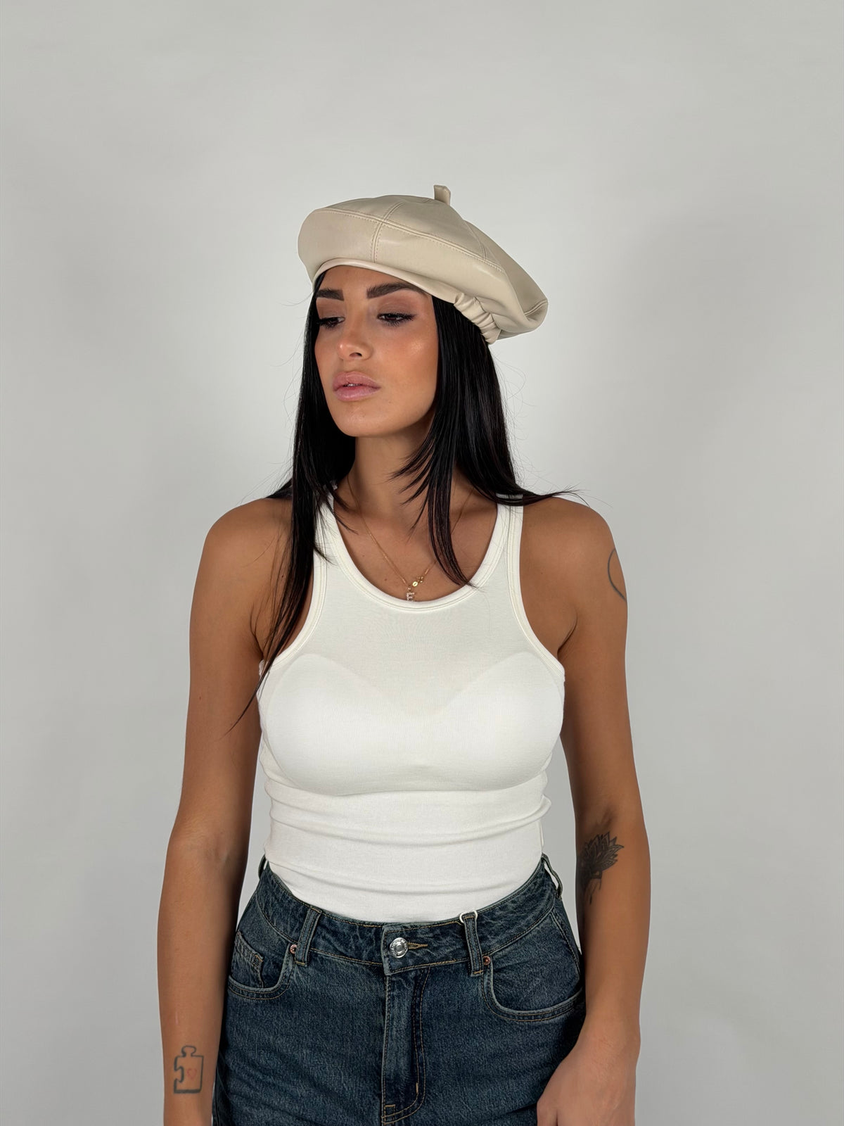 Canotta crop basic bianco
