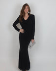 Dress Allyson nero con scollo drappeggiato