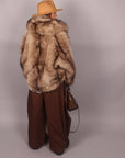 Pelliccia beige sfumata con cappuccio