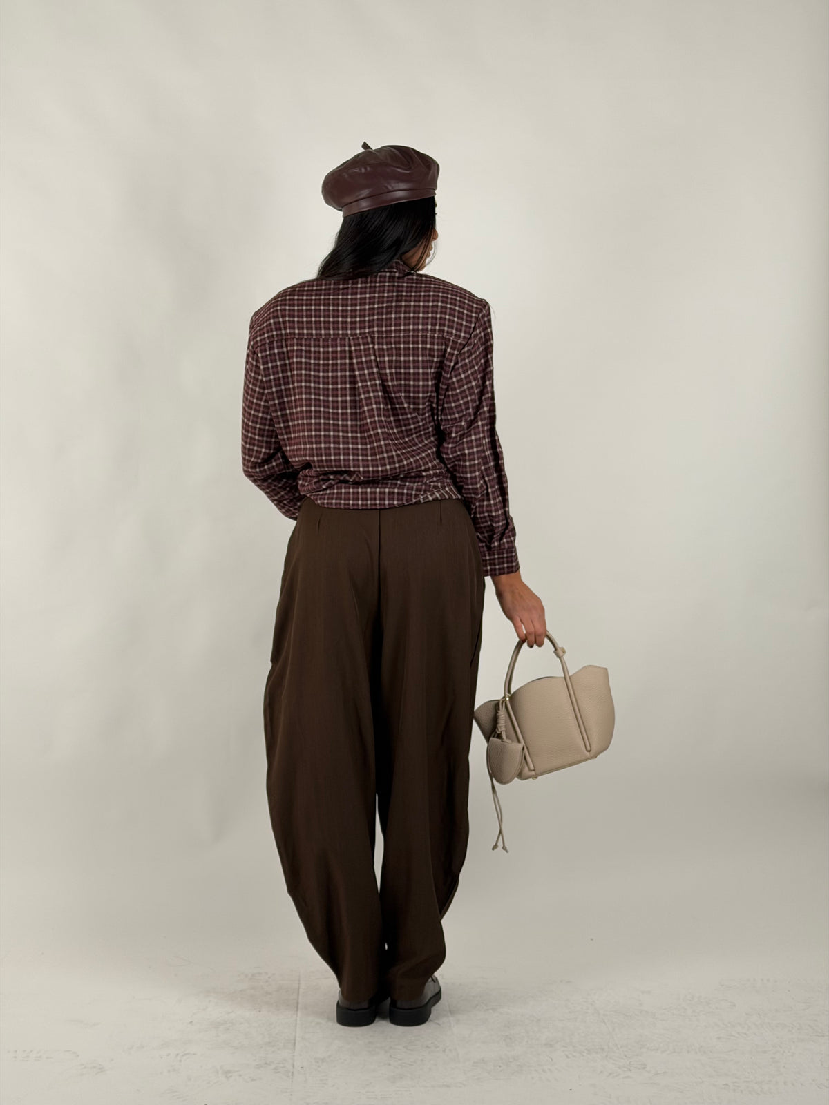 Pantalone zip brown