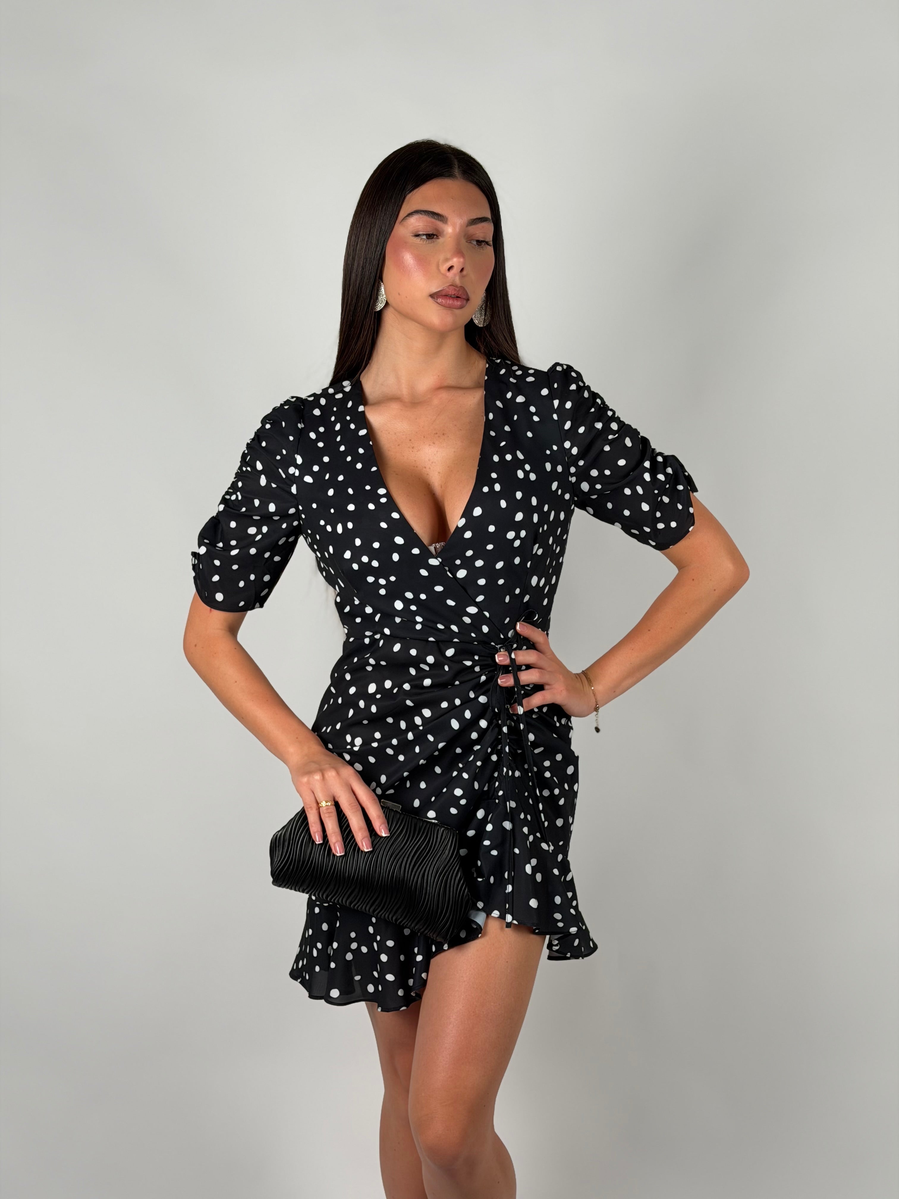 Mini dress pois nero/bianco