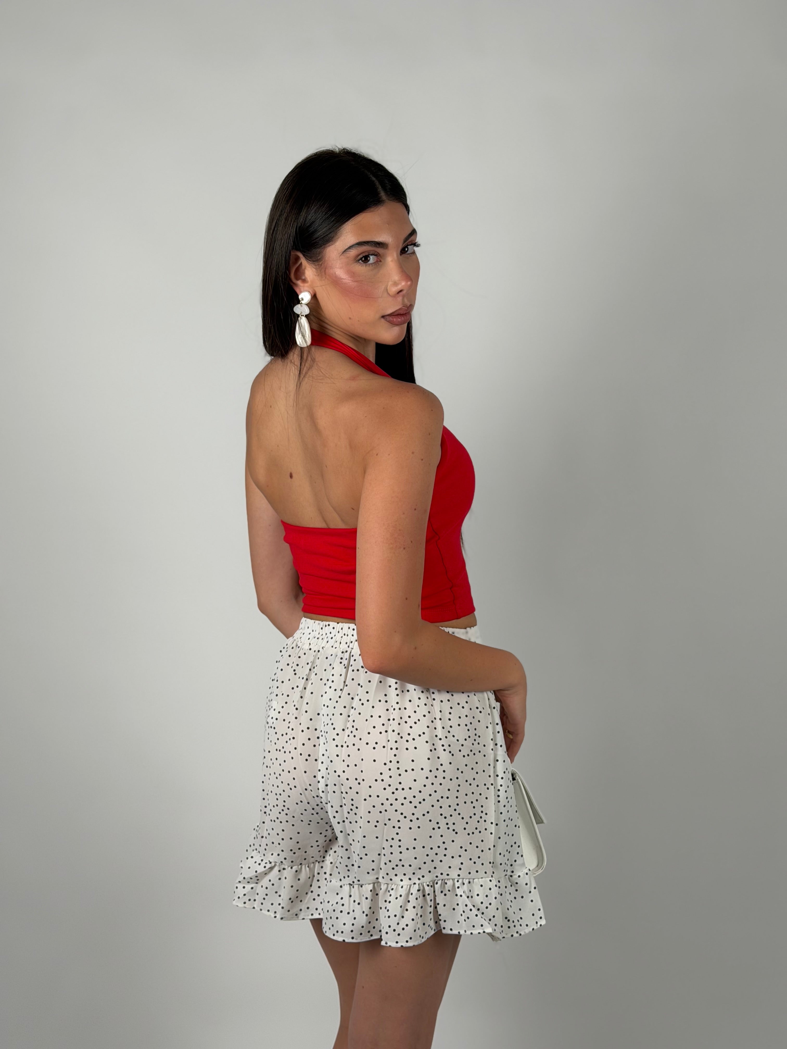 Top basic scollo America rosso