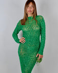 Long dress luxury diamond green