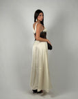 Dress in raso e pizzo panna/nero