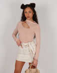 Gonna in denim panna con cintura