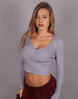 Maglia Crop a costine grigio