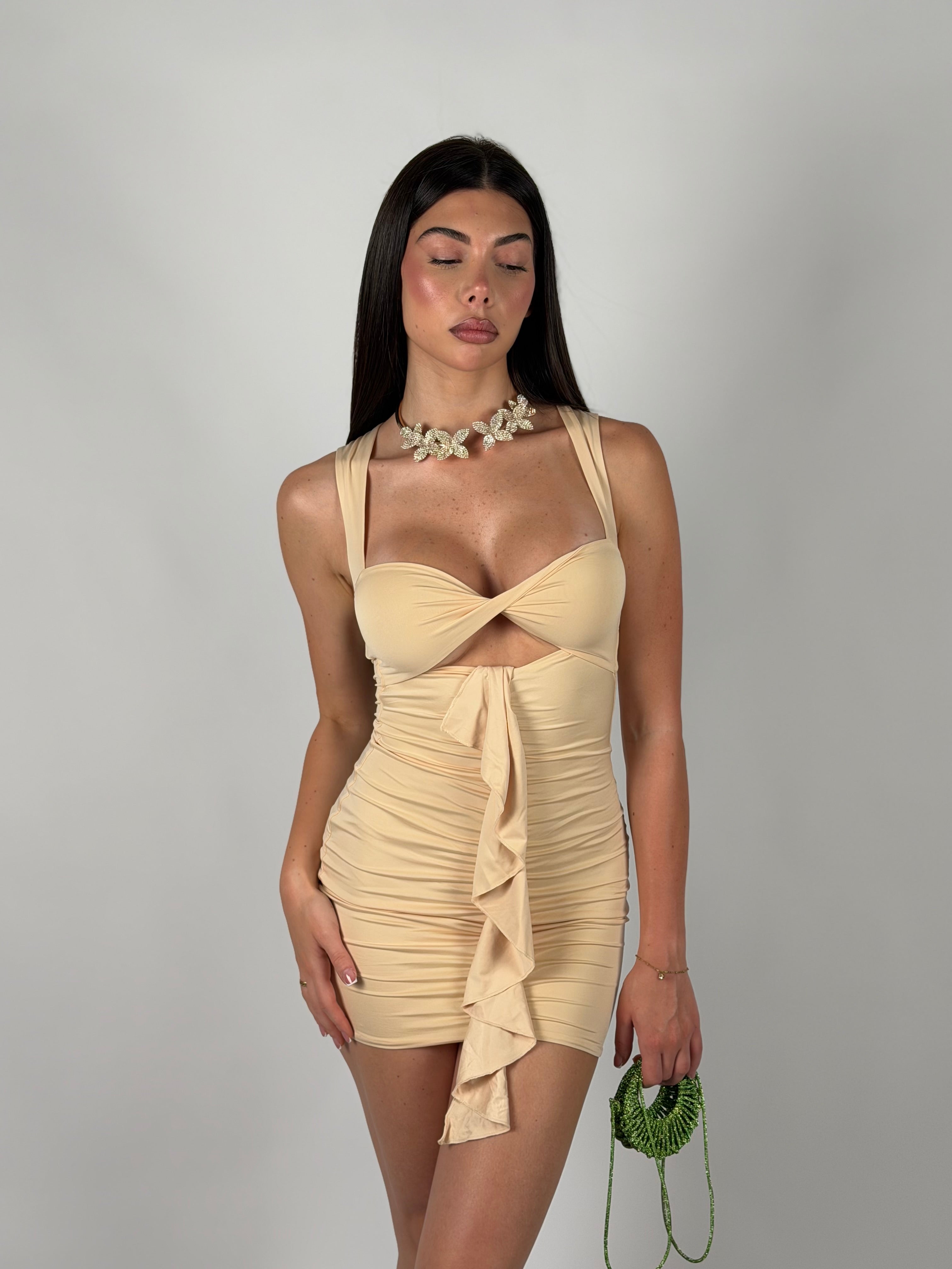 Mini dress cut out beige