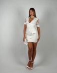 Mini dress bandage e pizzo bianco