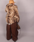Pelliccia beige sfumata con cappuccio
