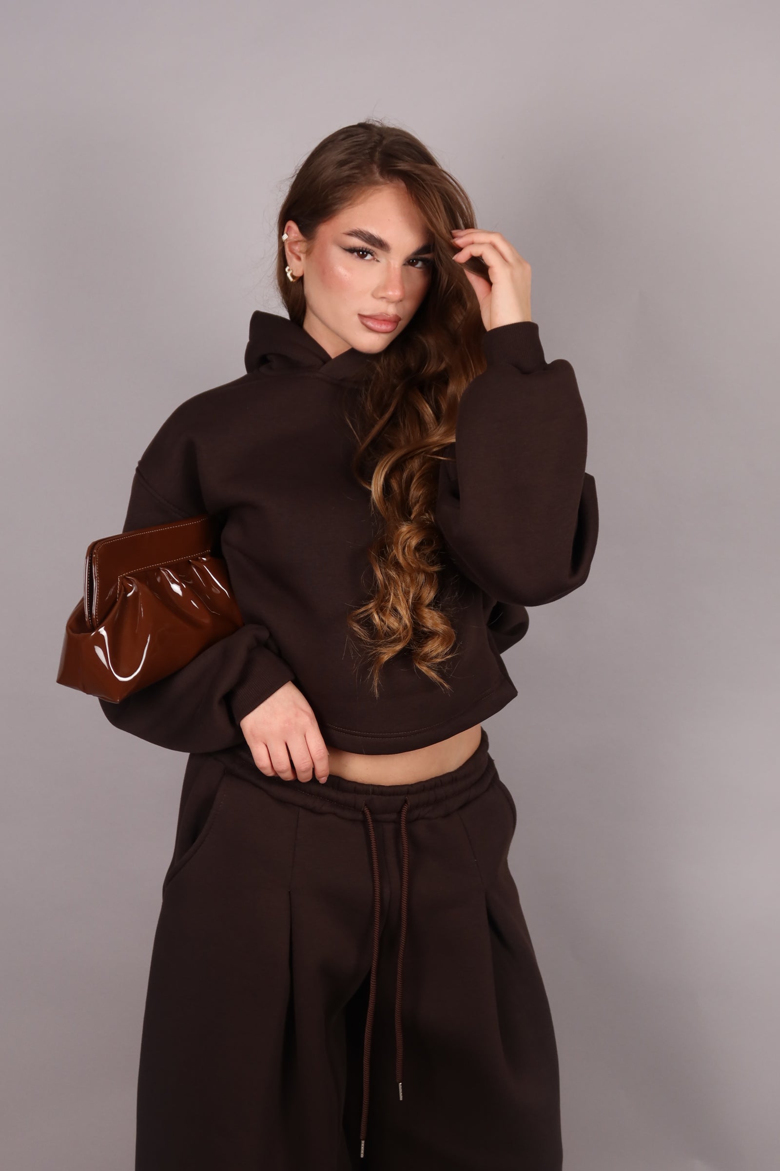 Coordinato di tuta just west pantalone pence marrone