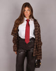 Camicia a quadri brown con maniche removibili