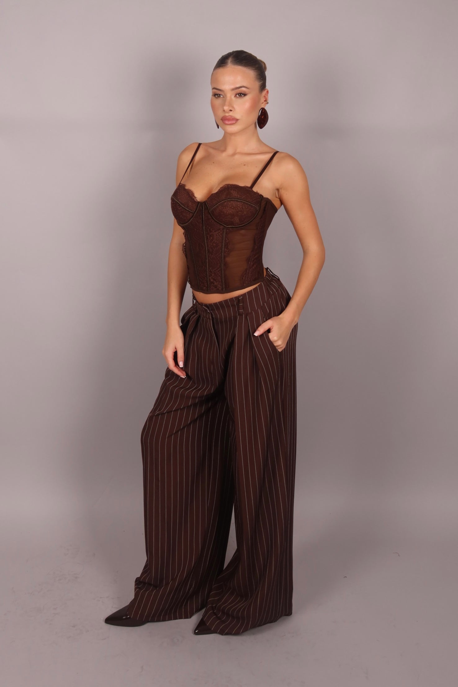 Tailleur doppiopetto gessato Brown avvitato