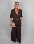 Giacca Lella in lino marrone