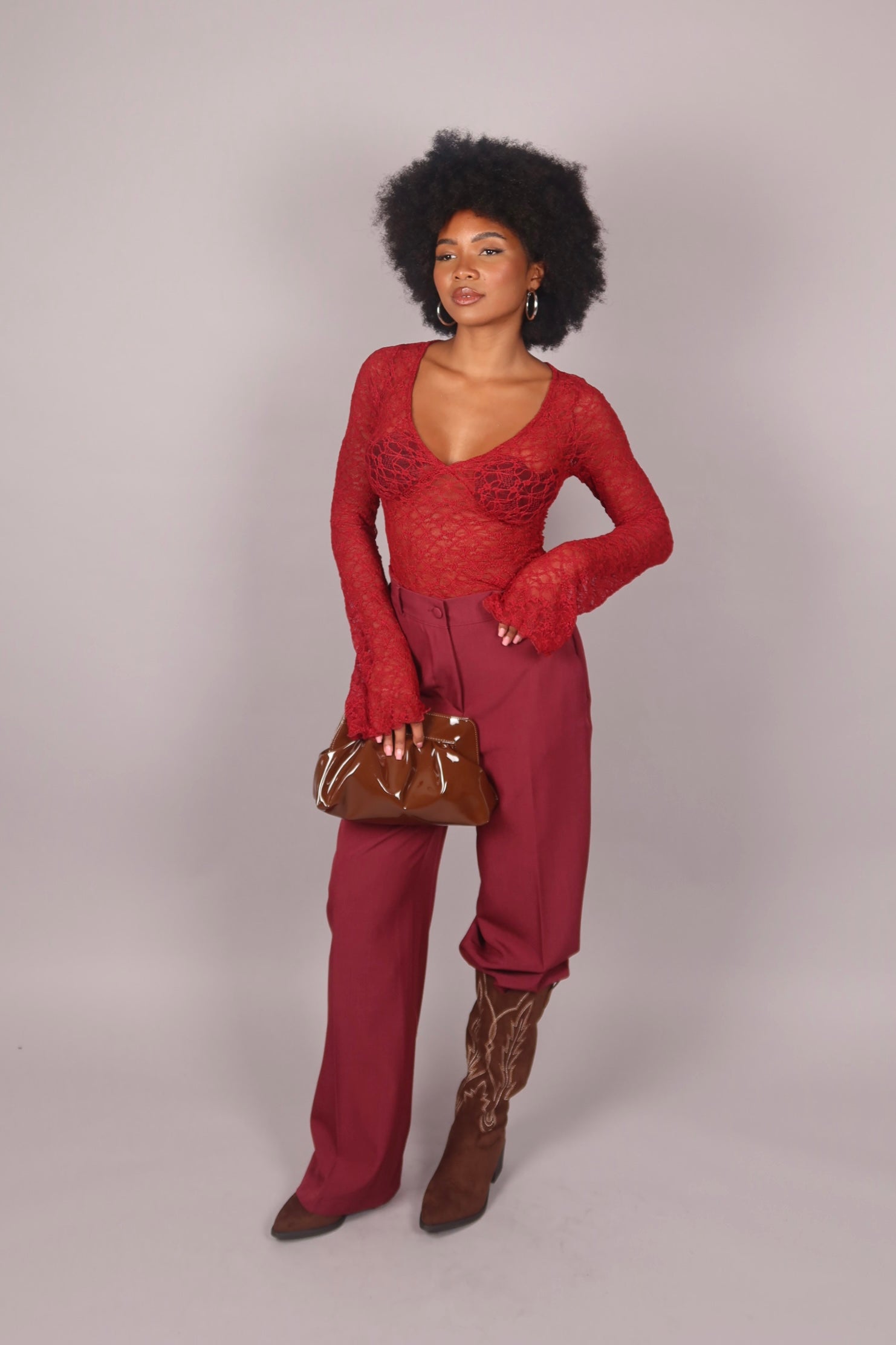 Maglia in pizzo bordeaux