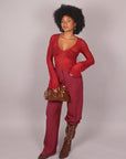 Maglia in pizzo bordeaux