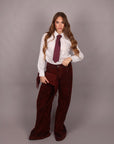 Pantalone in velluto bordeaux