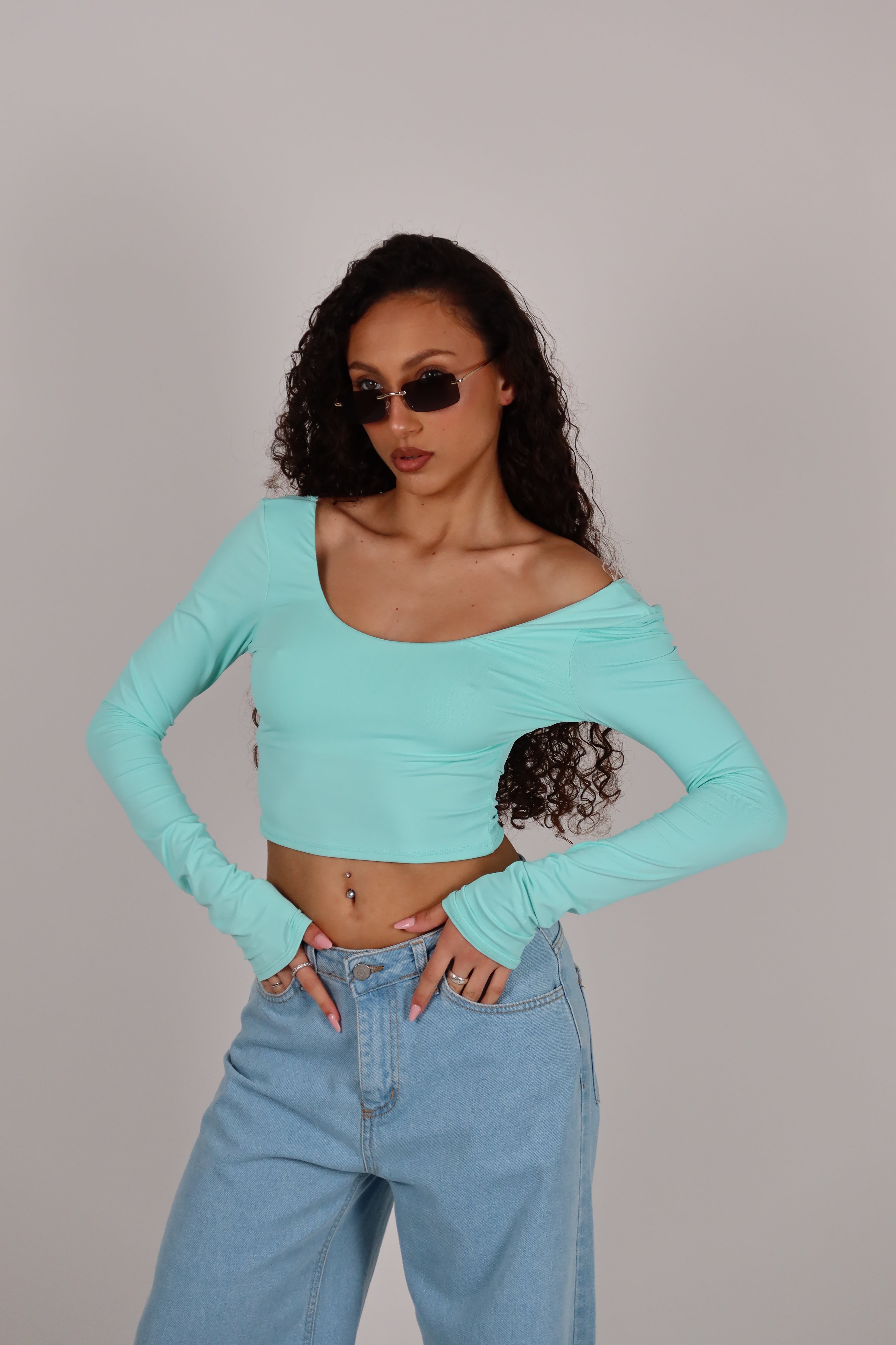 Maglia Crop tiffany