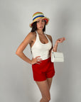Top basic scollo America bianco