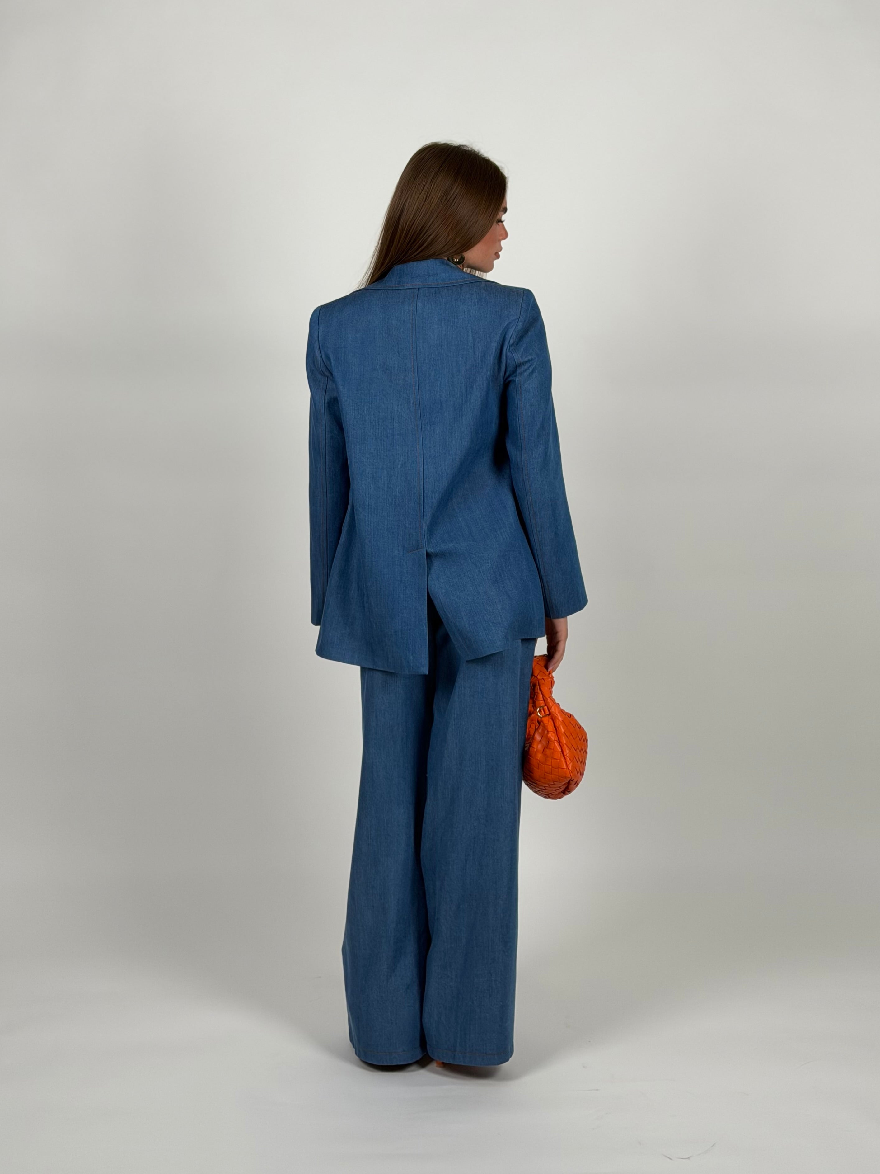 Pantalone palazzo Karina effetto jeans