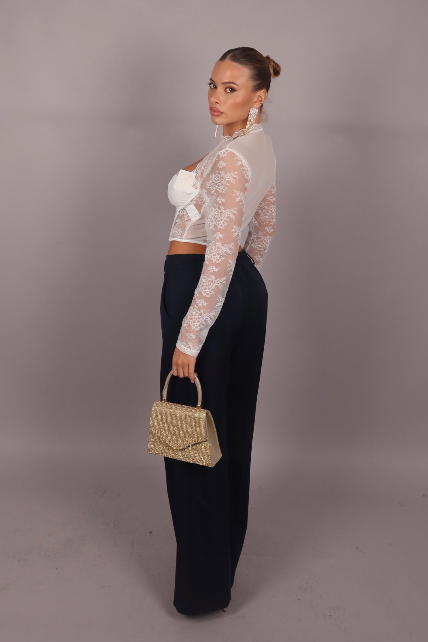 Maglia in pizzo crop