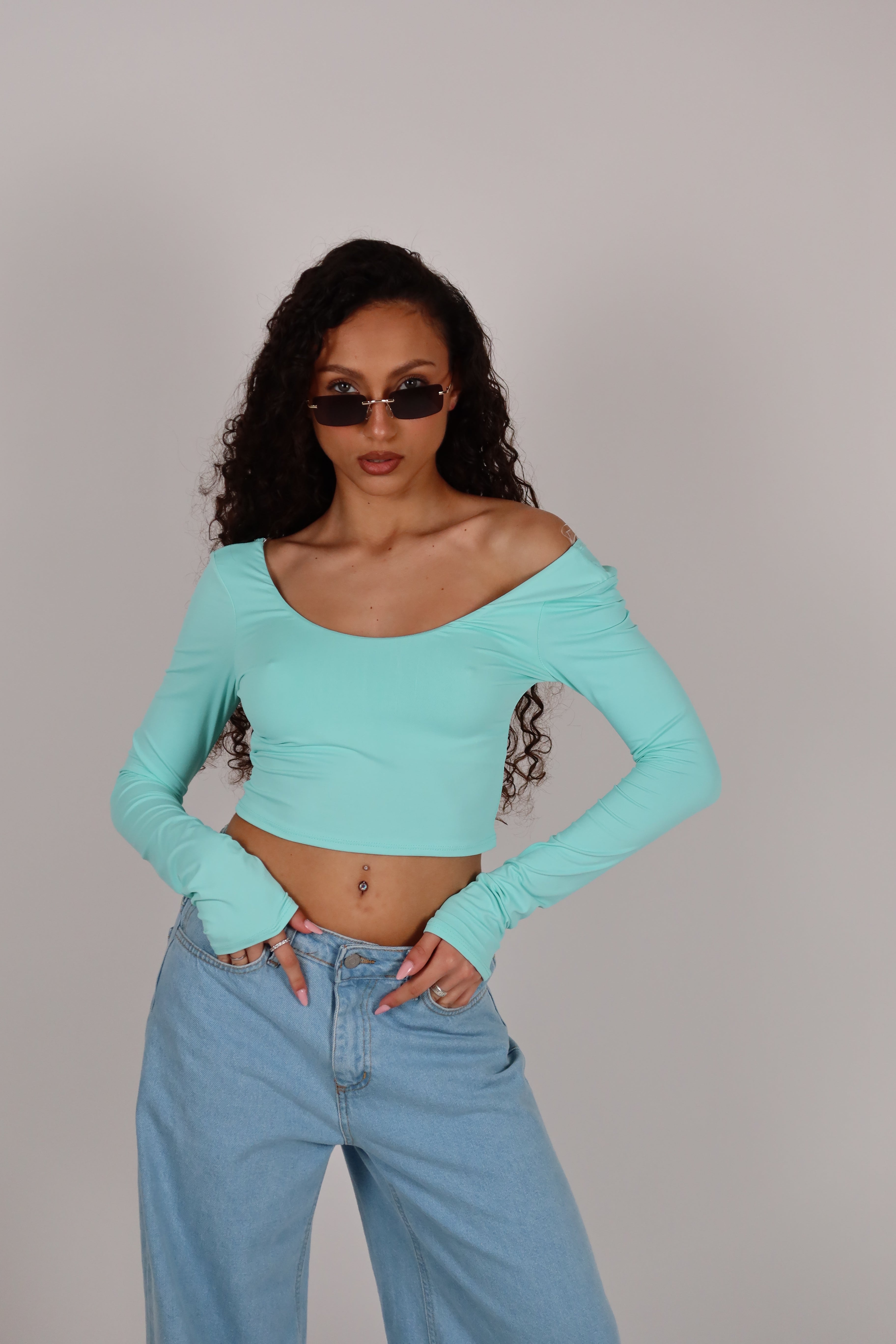 Maglia Crop tiffany